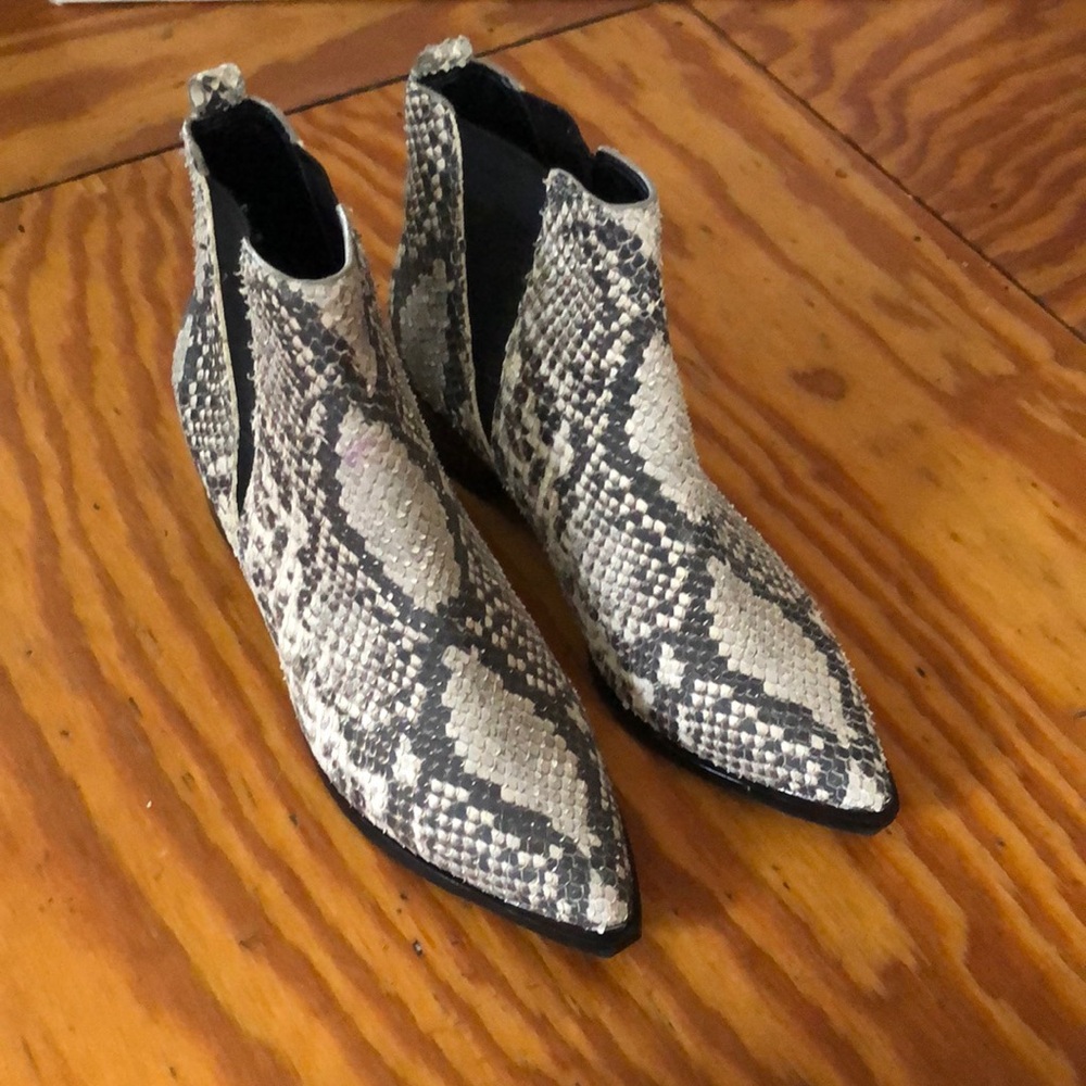 Marc Fisher Snake-print booties. Size 6. Worn 3x.